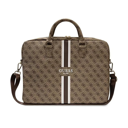 Guess 4G Printed Stripes kompiuterio krepšys – 16" nešiojamojo kompiuterio krepšys (rudas)
