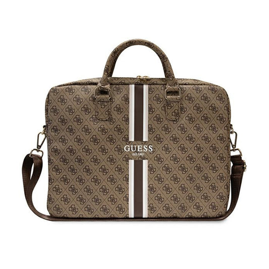 Guess 4G Printed Stripes kompiuterio krepšys – 16" nešiojamojo kompiuterio krepšys (rudas)