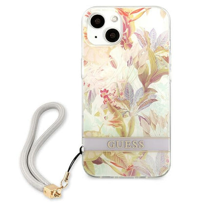 Guess Flower Cord - dėklas iPhone 13 mini (violetinis)
