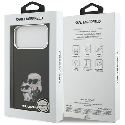 Karl Lagerfeld IML Aquarelle Karl & Choupette & Logo MagSafe - dėklas iPhone 17 Pro (juodas)