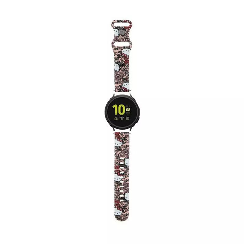 Hello Kitty silikoniniai žymekliai „Graffiti“ – universalus 20 mm išmaniojo laikrodžio dirželis (rožinis)