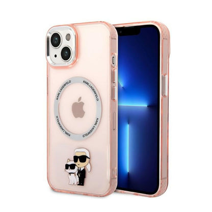 Karl Lagerfeld IML NFT Karl & Choupette MagSafe – dėklas iPhone 14 Plus (rožinis)