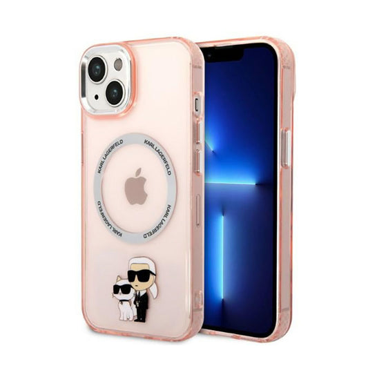 Karl Lagerfeld IML NFT Karl & Choupette MagSafe – dėklas iPhone 14 Plus (rožinis)
