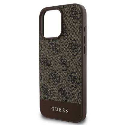 Guess 4G Bottom Stripe - dėklas, skirtas iPhone 16 Pro Max (rudas)