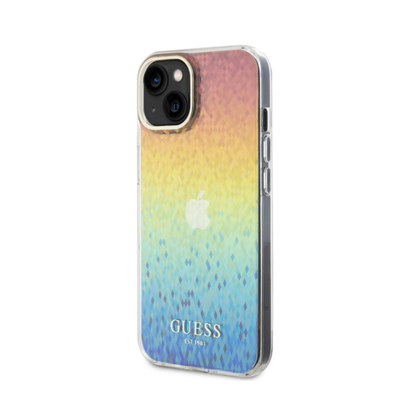 Guess IML Faceted Mirror Disco Iridescent – dėklas iPhone 15 (vaivorykštinis)