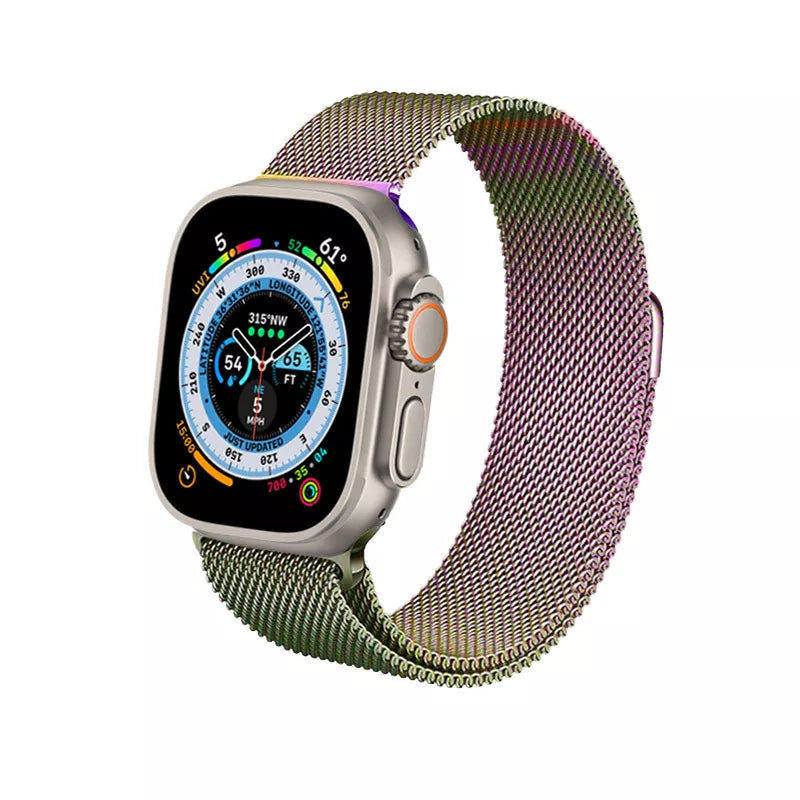 Crong Milano Steel – nerūdijančio plieno apyrankė, skirta Apple Watch 38/40/41/42 mm (vaivorykštinis)