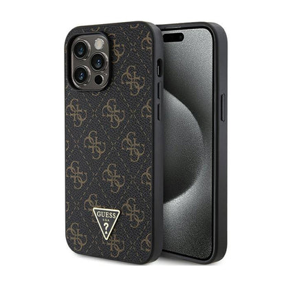 Guess 4G Triangle Metal Logo – dėklas iPhone 14 Pro Max (juodas)
