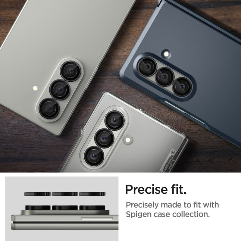 Spigen Optik Pro HD GLAS.TR EZ Fit fotoaparato apsauga 2 vnt. – lęšių apsauga, skirta „Samsung Galaxy Z Fold 7“ (2 vnt.) (juoda)
