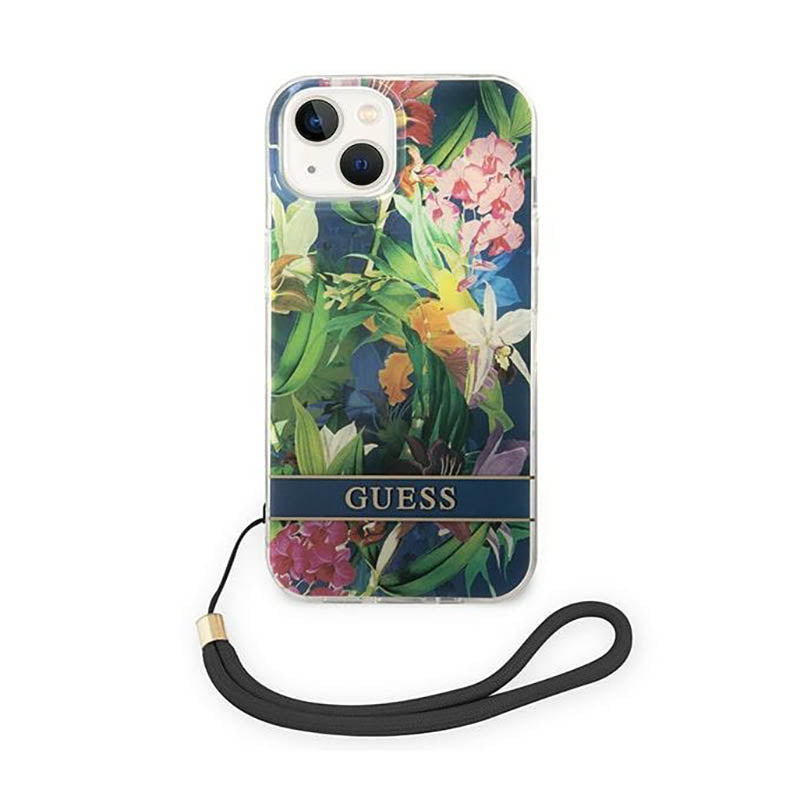 Guess Flower Cord – dėklas, skirtas „iPhone 14“ (mėlynas)