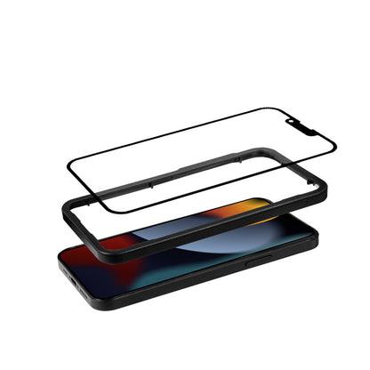 Crong Anti-Bakterinis 3D Armor Glass – 9H grūdintas stiklas visam ekranui iPhone 14 Plus / iPhone 13 Pro Max + montavimo rėmelis
