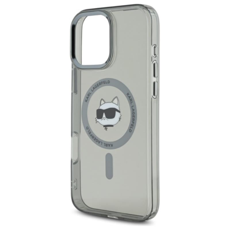 Karl Lagerfeld IML Metal Choupette Head MagSafe – dėklas, skirtas iPhone 16 Pro (juodas)