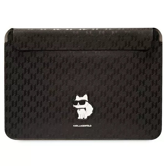 Karl Lagerfeld NFT Saffiano Monogram Ikonik Choupette dėklas - 14 colių nešiojamojo kompiuterio dėklas (juodas)