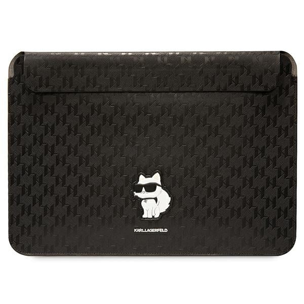 Karl Lagerfeld NFT Saffiano Monogram Ikonik Choupette dėklas - 14 colių nešiojamojo kompiuterio dėklas (juodas)