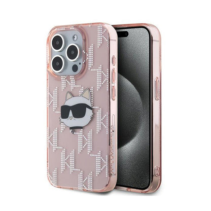 Karl Lagerfeld IML Choupette Head & Monogram – iPhone 15 Pro dėklas (rožinis)