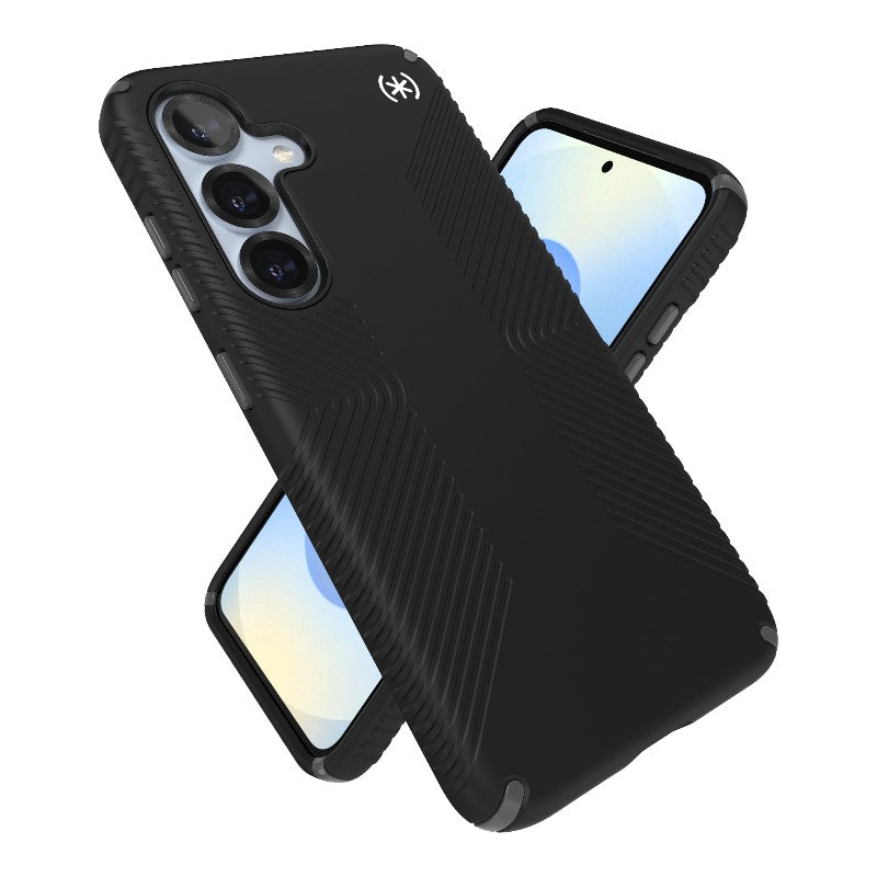 Speck Presidio2 Grip – Samsung Galaxy S25 / S24 dėklas (juodas/skalūno pilkumo/baltas)