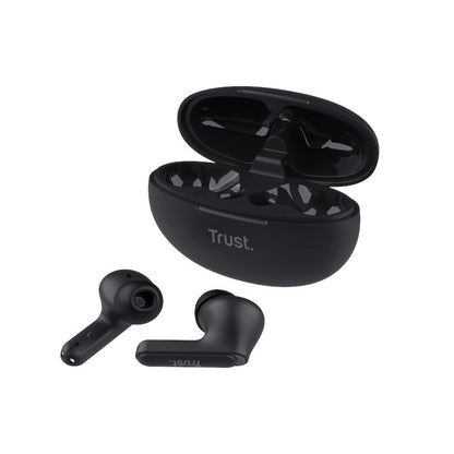 Trust Yavi – belaidės „In-Ear“ „Bluetooth TWS“ ausinės su įkrovimo dėklu ir ENC (juodos)