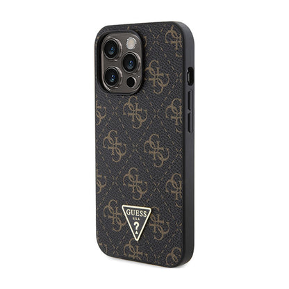 Guess 4G Triangle Metal Logo – dėklas iPhone 14 Pro Max (juodas)