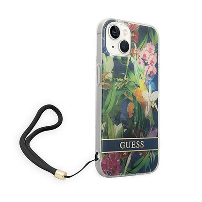 Guess Flower Cord – dėklas, skirtas „iPhone 14“ (mėlynas)