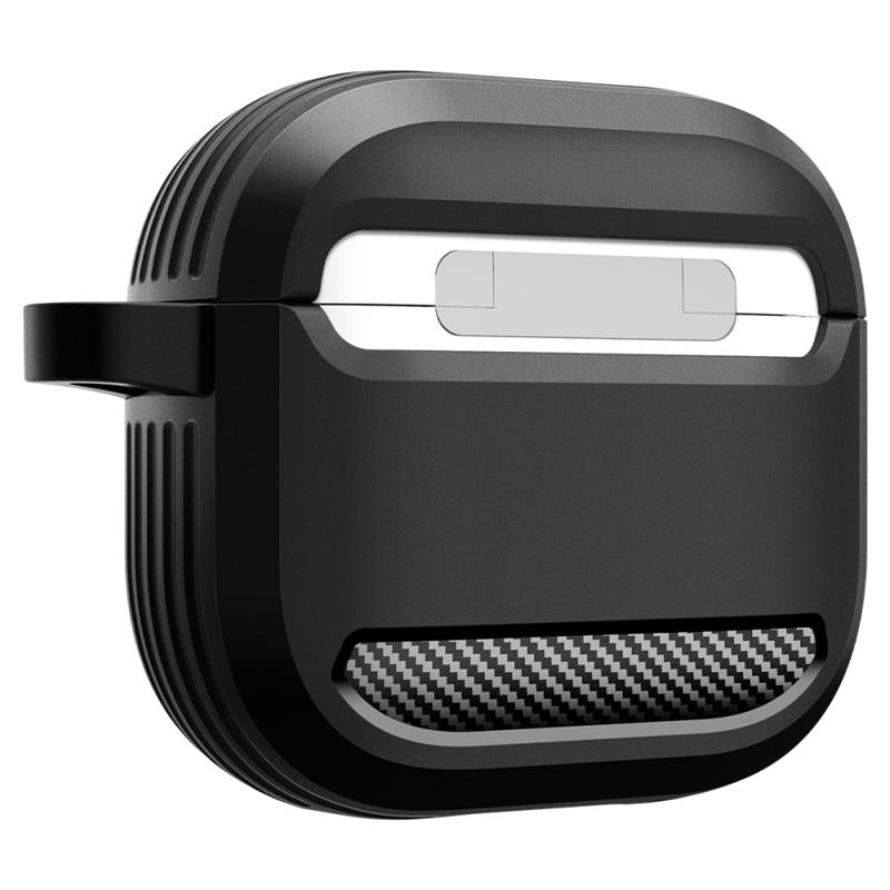 Spigen Rugged Armor – dėklas, skirtas „Apple AirPods 4“ (matiškai juoda)