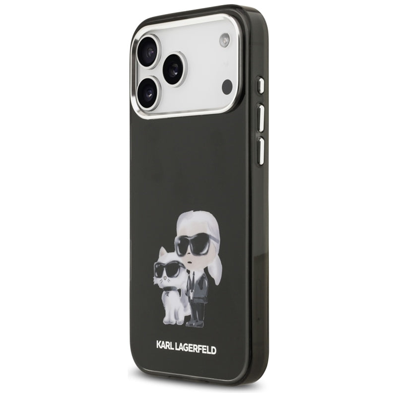 Karl Lagerfeld IML Aquarelle Karl & Choupette & Logo MagSafe - dėklas iPhone 17 Pro (juodas)