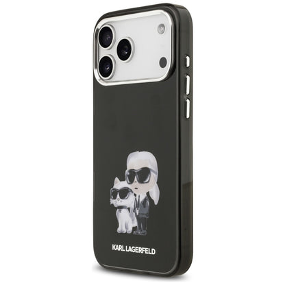 Karl Lagerfeld IML Aquarelle Karl & Choupette & Logo MagSafe - dėklas iPhone 17 Pro (juodas)