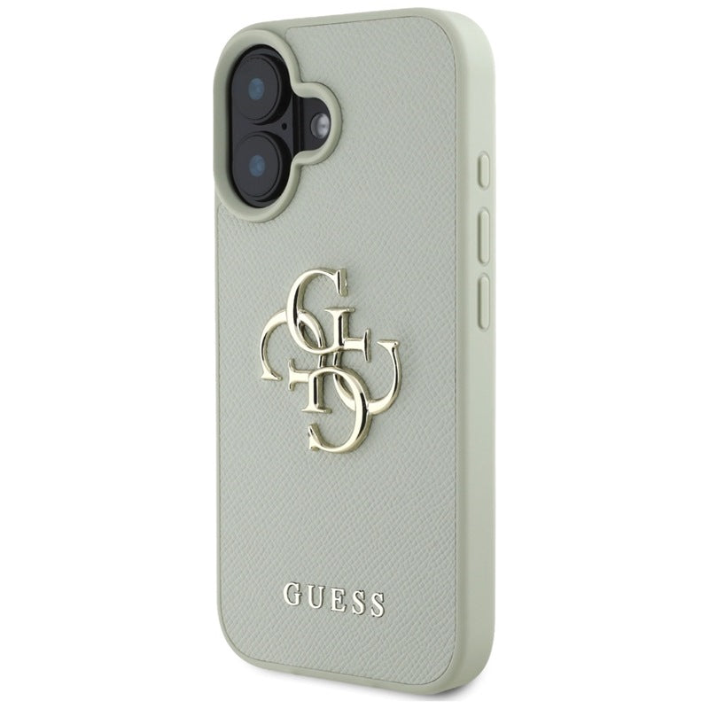 Guess Grained Big 4G Logo Small Classic Logo – dėklas iPhone 16 (žalias)