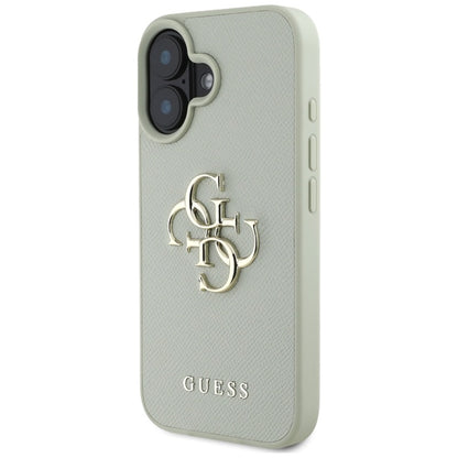 Guess Grained Big 4G Logo Small Classic Logo – dėklas iPhone 16 (žalias)