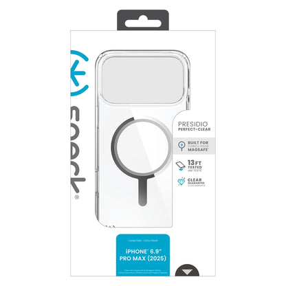 Speck Presidio Perfect Clear MagSafe dėklas – iPhone 17 Pro Max dėklas (skaidrus / sidabrinis)