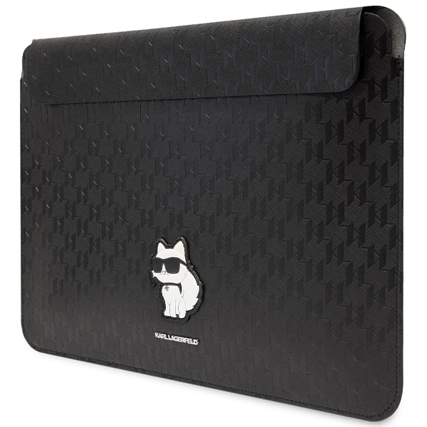 Karl Lagerfeld NFT Saffiano Monogram Ikonik Choupette dėklas - 14 colių nešiojamojo kompiuterio dėklas (juodas)