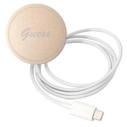 Guess rinkinio pakuotė MagSafe IML marmuras – dėklo komplektas, skirtas iPhone 14 Plus + MagSafe įkroviklis (juodas/auksinis)