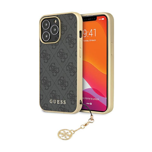 Guess 4G Charms Collection – dėklas, skirtas „iPhone 14 Pro“ (pilkas)