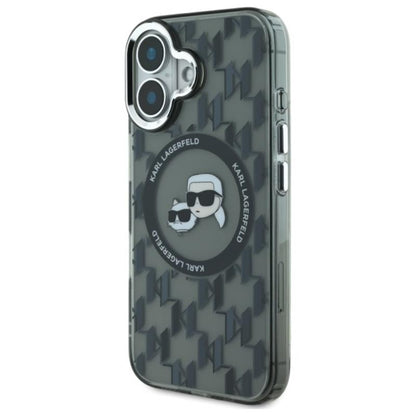 Karl Lagerfeld IML Monogram Karl & Choupette Head MagSafe – dėklas skirtas iPhone 16 (juodas)