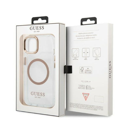 Guess Metal Outline MagSafe – dėklas iPhone 13 (skaidrus)