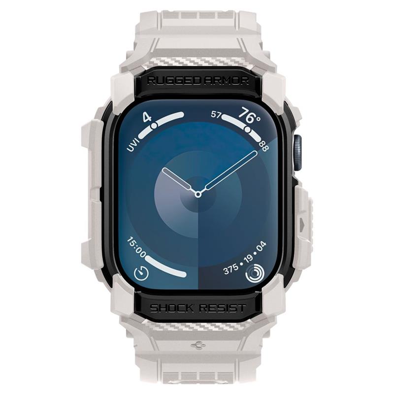 Spigen Rugged Armor Pro - dirželis su dėklu, skirtas Apple Watch 10 46 mm (smėlio spalvos)