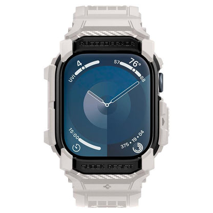 Spigen Rugged Armor Pro - dirželis su dėklu, skirtas Apple Watch 10 46 mm (smėlio spalvos)