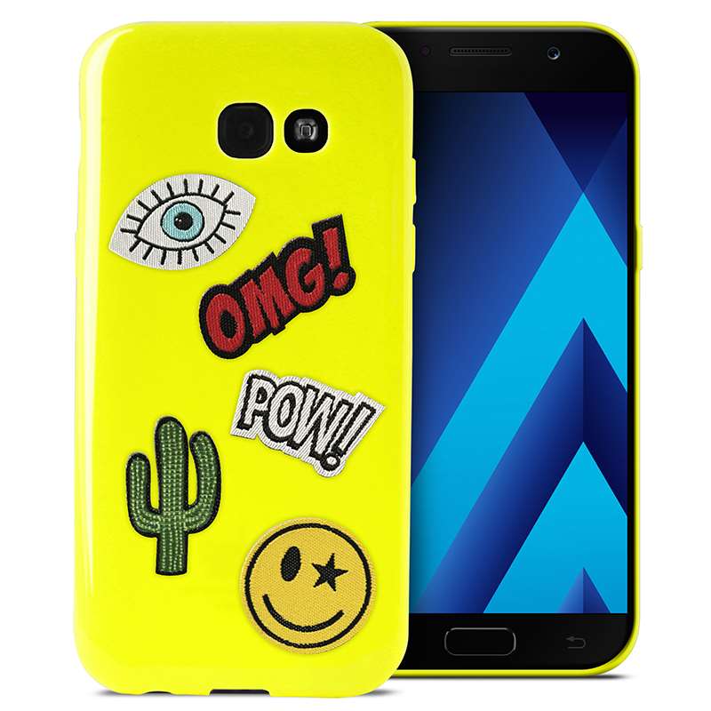 PURO Patch Mania – dėklas, skirtas „Samsung Galaxy A3“ (2017), su 5 lipdukais (geltonas)
