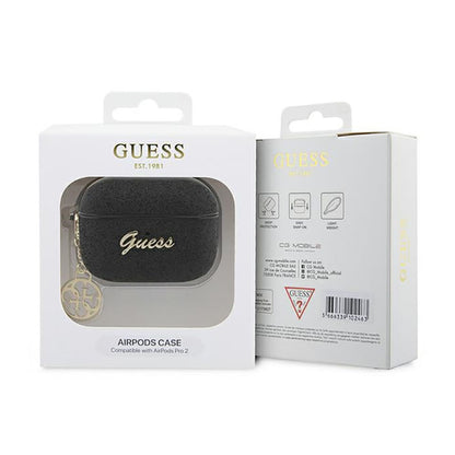 Guess 4G Glitter Flake – dėklas, skirtas „Apple AirPods Pro 2“ (juodas)