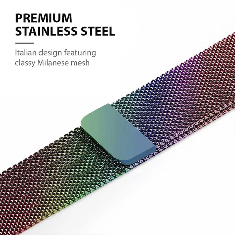 Crong Milano Steel – nerūdijančio plieno apyrankė, skirta Apple Watch 38/40/41/42 mm (vaivorykštinis)