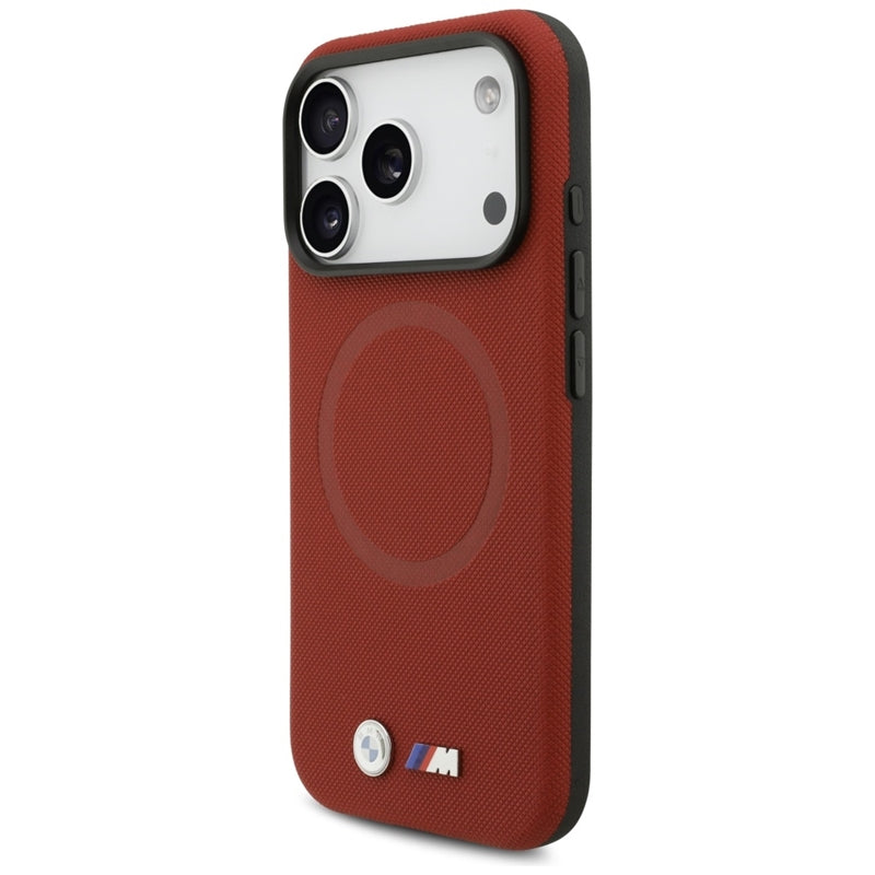 BMW M FW Metalinis Logo MagSafe dėklas, skirtas iPhone 17 Pro (raudonas)