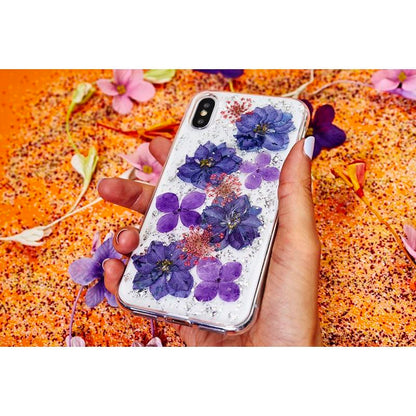 PURO Glam Hippie Chic dėklas, skirtas iPhone XR (tikri žali gėlių žiedlapiai)