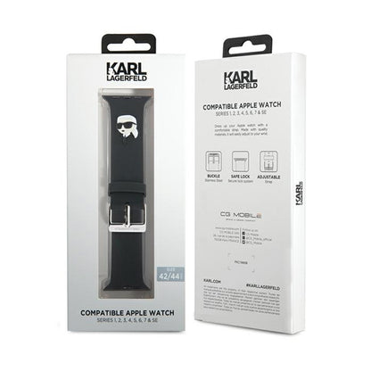 Karl Lagerfeld 3D guminis Karl galvos NFT - Apple Watch 42/44/45/49 mm dirželis (juodas)