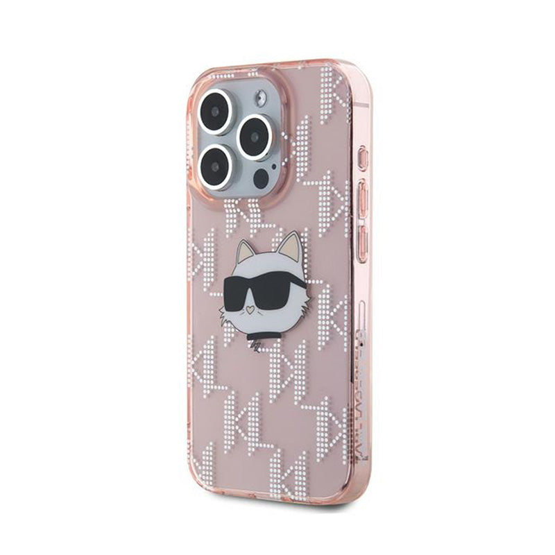 Karl Lagerfeld IML Choupette Head & Monogram – iPhone 15 Pro dėklas (rožinis)