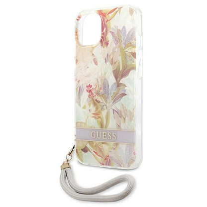 Guess Flower Cord - dėklas iPhone 13 mini (violetinis)
