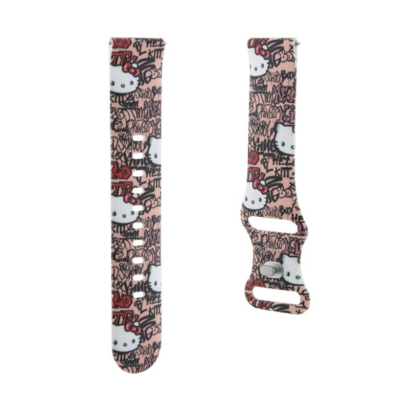 Hello Kitty silikoniniai žymekliai „Graffiti“ – universalus 20 mm išmaniojo laikrodžio dirželis (rožinis)
