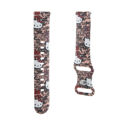 Hello Kitty silikoniniai žymekliai „Graffiti“ – universalus 20 mm išmaniojo laikrodžio dirželis (rožinis)