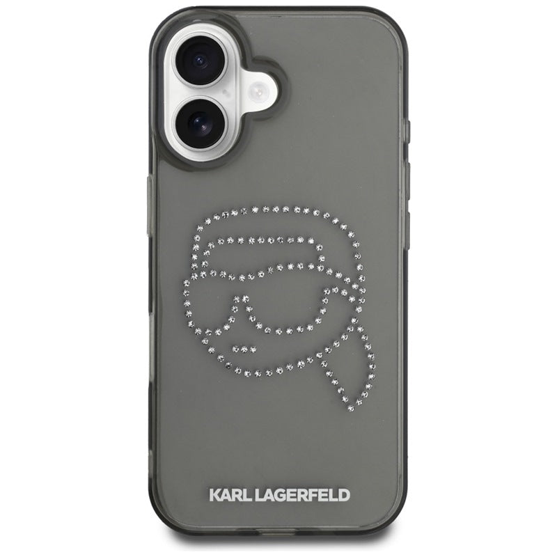 Karl Lagerfeld IML Rhinestones Karl Head – dėklas, skirtas „iPhone 16“ (juodas)