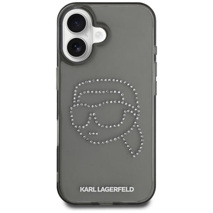 Karl Lagerfeld IML Rhinestones Karl Head – dėklas, skirtas „iPhone 16“ (juodas)