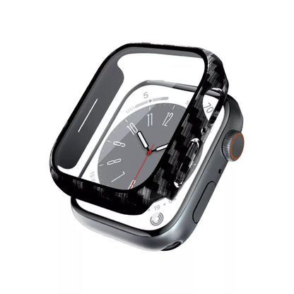Crong Hybrid laikrodžio dėklas – dėklas su stiklu, skirtas Apple Watch 45mm (anglies pluoštas)