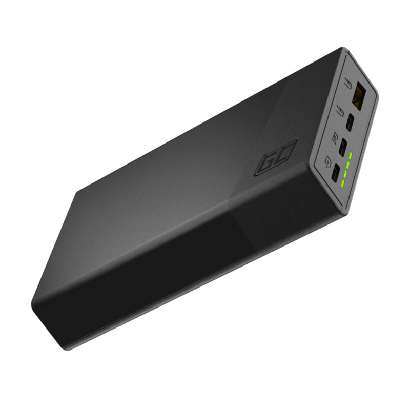 Green Cell PowerPlay20s – išorinė baterija 20000 mAh su USB-A QuickCharge 3.0 ir 2x USB-C Power Delivery 22.5W (juoda)