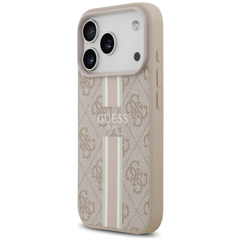 Guess 4G Printed Stripes MagSafe dėklas iPhone 17 Pro (rožinė)